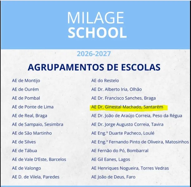 Selo Escola MILAGE 2026-2027